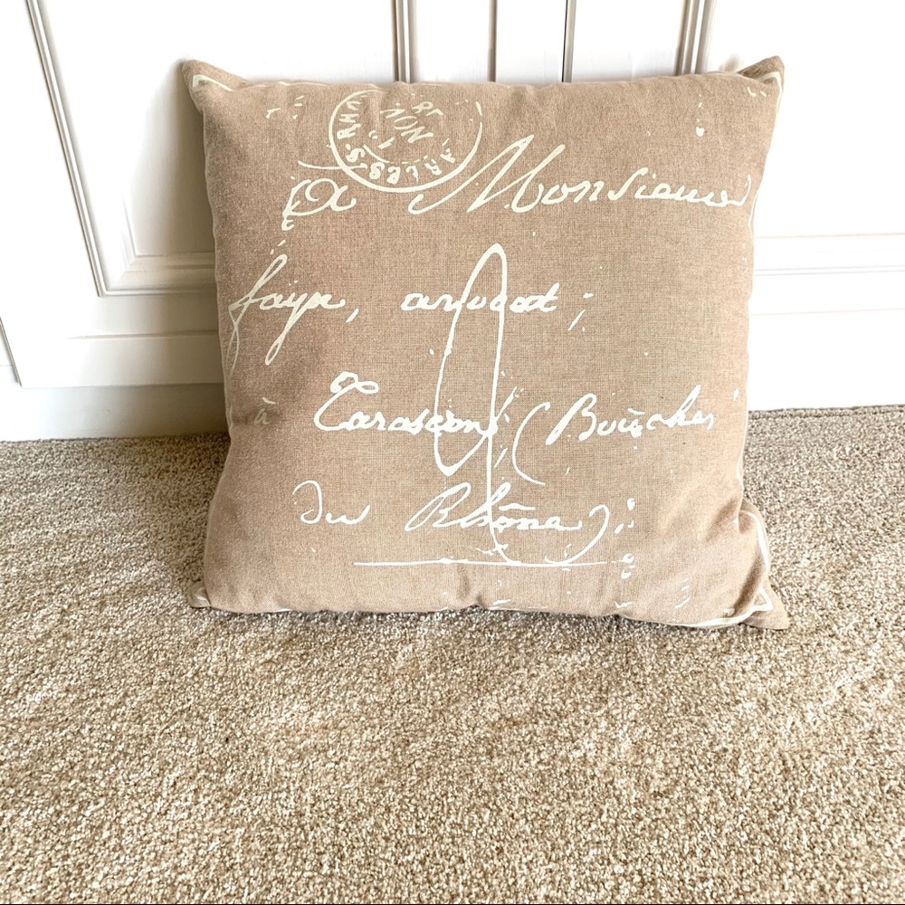 Tan Pillow with‎ wording